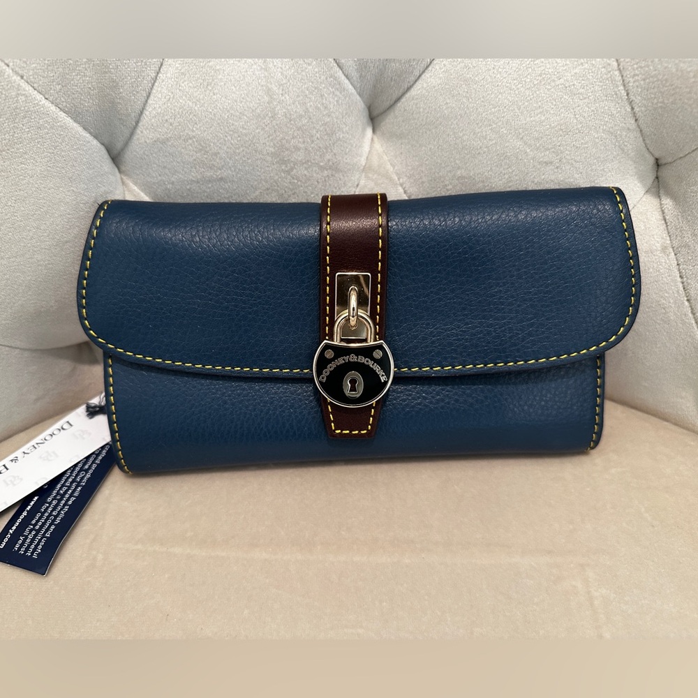 Dooney & Bourke Blue and Brown Leather Wallet